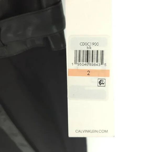 Calvin Klein Crepe Short Sheath Dress Faux Leather Belt Professional Workwear 2 - Picture 4 of 16
